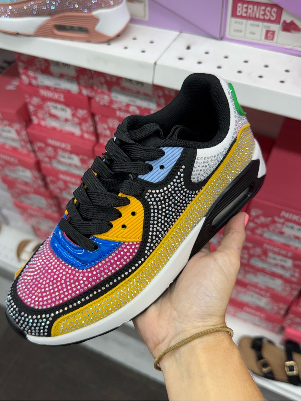 QUEEN Black Multi Rhinestoned Sneaker - Picture 4 of 7